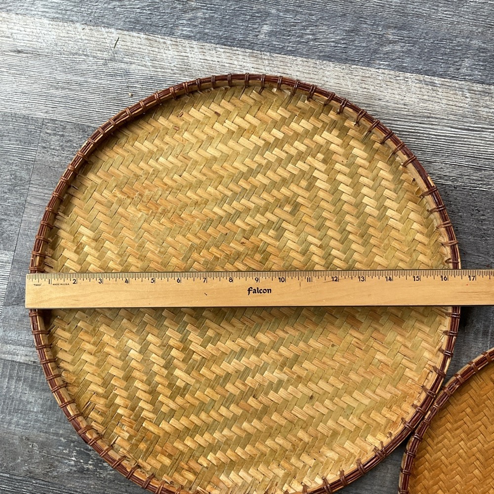 Rattan 5 Piece nesting Asian Food Rice Tray plates Traditional Wicker Serving - Picture 9 of 16